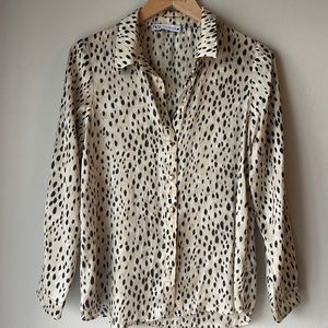 Zara Cheetah Print Silk Button Down Blouse